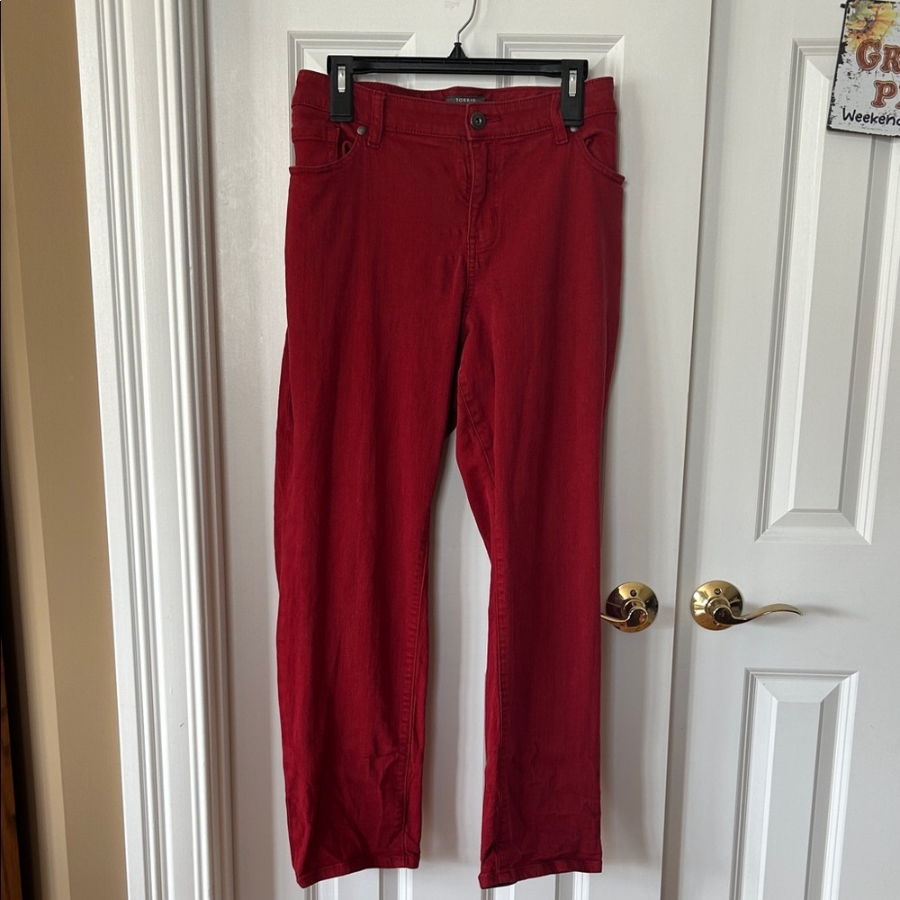 Torrid Cherry Red Boyfriend Straight Leg Jeans